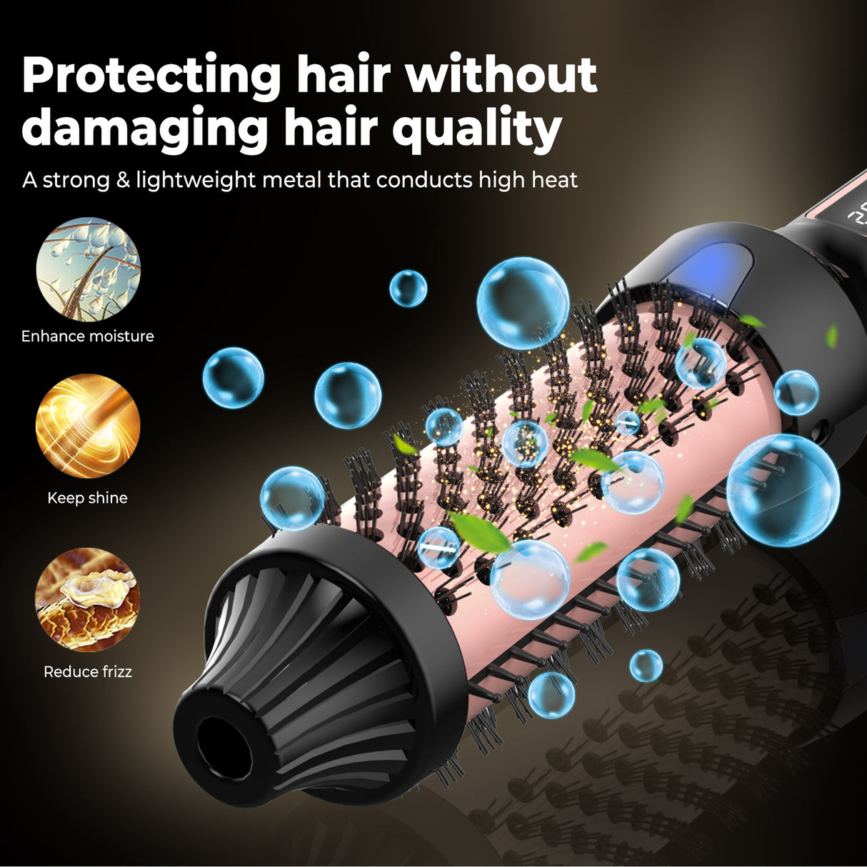 3 in1 Thermal Brush Ionic Heated Round Brush Ionic Hair Curler/Straightener with Anti-Scald Hair Curling Iron Hair Styling Tools