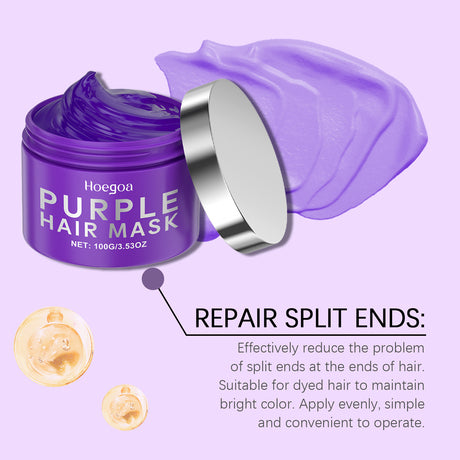 Purple Keratin Hair Mask Repair Dry Frizz Damage Remove Yellow Color Neutralizes Brass Soft Shiny Smooth Nourish Hair Care Cream