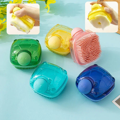 Silicone Soft Exfoliating Body Bath Shower Scrubber Loofah Brush Refillable Bath Brush Easy Foaming Massage Brush Bathroom Tools