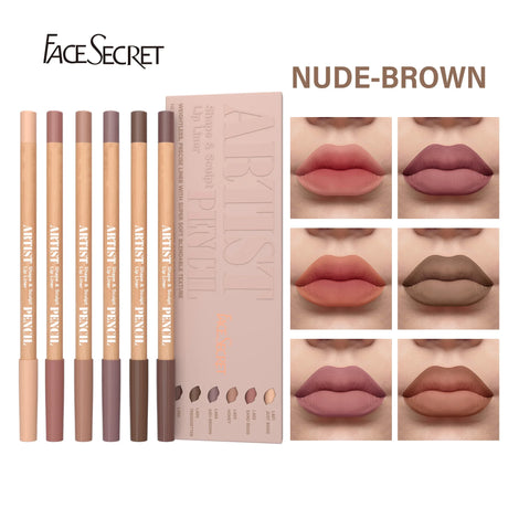 Face Secret Artist Shape Sculpt Lip Liner Pencil Set, Weightless Precise Liner with Super Soft Blendable Texture Matte Soft