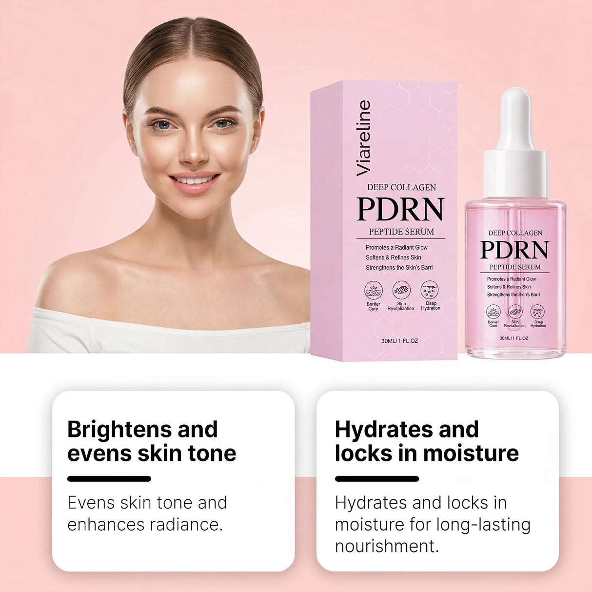 Collagen PDRN Peptide Serum For Barrier Repair Hydrating Revitalizing Anti Aging Formula Brightening Face Glow Treatment Essence