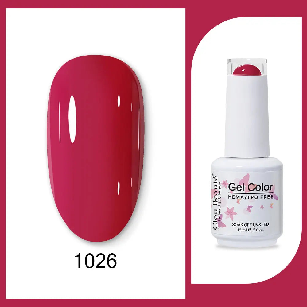 Clou Beaute Gel Color Hema TPO Free 15ml Gel Nail Varnish Soak Off UV Gel Polish Nail Art Manicure Lacquer Nail Art Jelly Gel