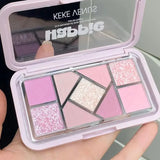 Mint diffuse pink blue small pink frame nine-color eyeshadow palette low saturation clear mint green pearl matte gentle pure des