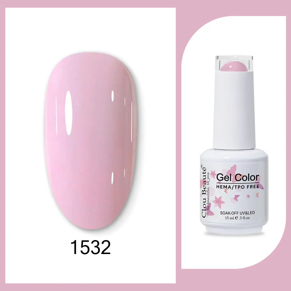 Clou Beaute Gel Color Hema TPO Free 15ml Gel Nail Varnish Soak Off UV Gel Polish Nail Art Manicure Lacquer Nail Art Jelly Gel