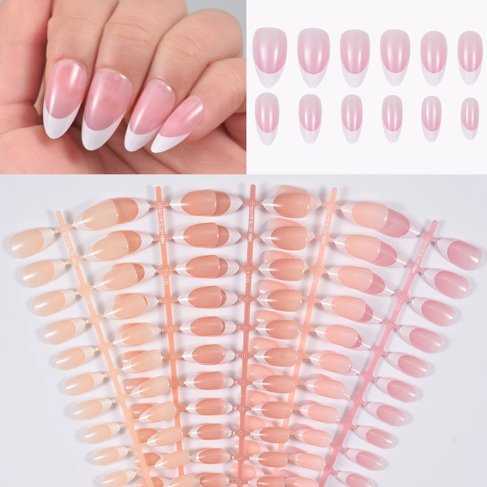 120/150pcs Matte White French Gel Nail Tips Medium Almond Nude Press On Nails 0.75-2.6cm Pink/Nude ABS Soft Gel Nail Flase Tips