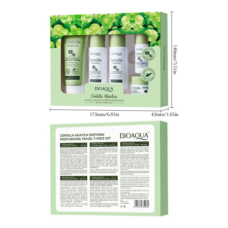 5pcs/set BIOAQUA Centella Asiatica Skin Care Sets Moisturizing Facial Cleanser Face Cream Serum Anti-Aging Facial Skin Care Kit