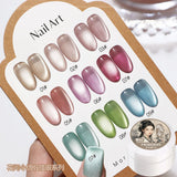 5g/Bottle White Moonlight Nail Cat's Eye Gel Magnetic Satin Gel Polish 9-Colors Soak Off Glitter Phototherapy Manicure Varnish