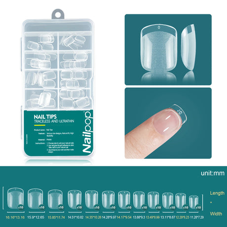 Nailpop 120pcs/box Gel X Nail Tips Medium Short Shape Almond/Square/Soft Gel Nail Tips False Nails Soak Off Easy Nail Extensions