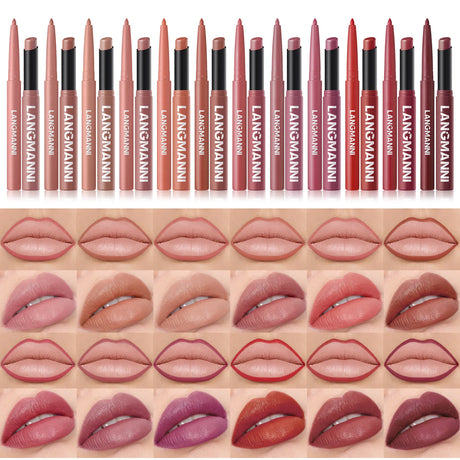 2Pcs/Set Matte Lipstick Lip Liner Pencil Non-Stick Cup Long-Lasting Velvet Red Lipstick Pen Smooth Lipliner Waterproof Makeup