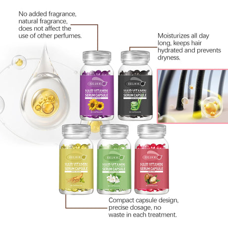 EELHOE Vitamin E in Oil for Hair Loss Prevention Strengthening Hair Roots Moroccan Argan Oil Smooth Regrowth Hair Oil Capsules