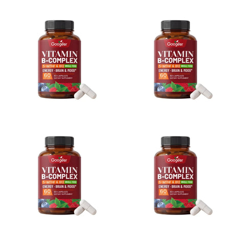B Complex Vitamins Supplement with Biotin B12 Folate Blueberry Astragalus Herbal Blend for Daily Energy Wellness Support 60 Ct