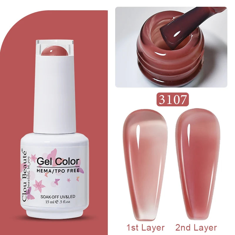 Clou Beaute Jelly Color UV Gel Manicure Summer Pink Nude Gel Nail Rainbow Nail Supplies For Professionals Semi-permanent Varnish