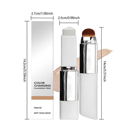 2-in-1 Color-Changing Foundation Stick Liquid Lightweight Moisturizing Brightening Foundation Color Changing For All Skin Types