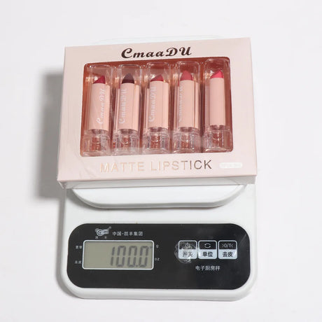 Velvet Matte Lipstick Set 5pcs Long Lasting Waterproof Red Nude Lipsticks Non Stick Cup Makeup Cosmetics Collection