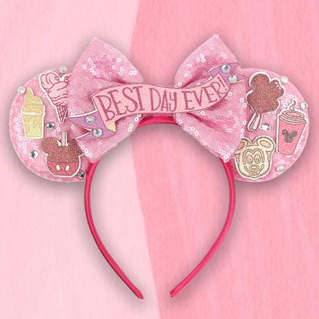 2026 Disney Trip Mickey Ears Headband For Girls Sequin Castle Bow Hairband Cartoon Character Cosplay Hair Accessories Kids Party