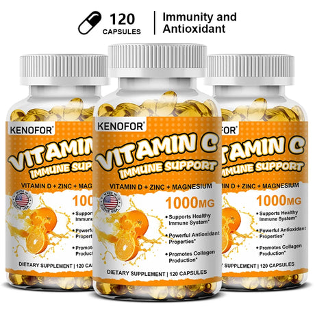 Vitamin C Capsules, Antioxidant, Support Immune System, Cellular Energy Production, Skin Brightening & Collagen Synthesis
