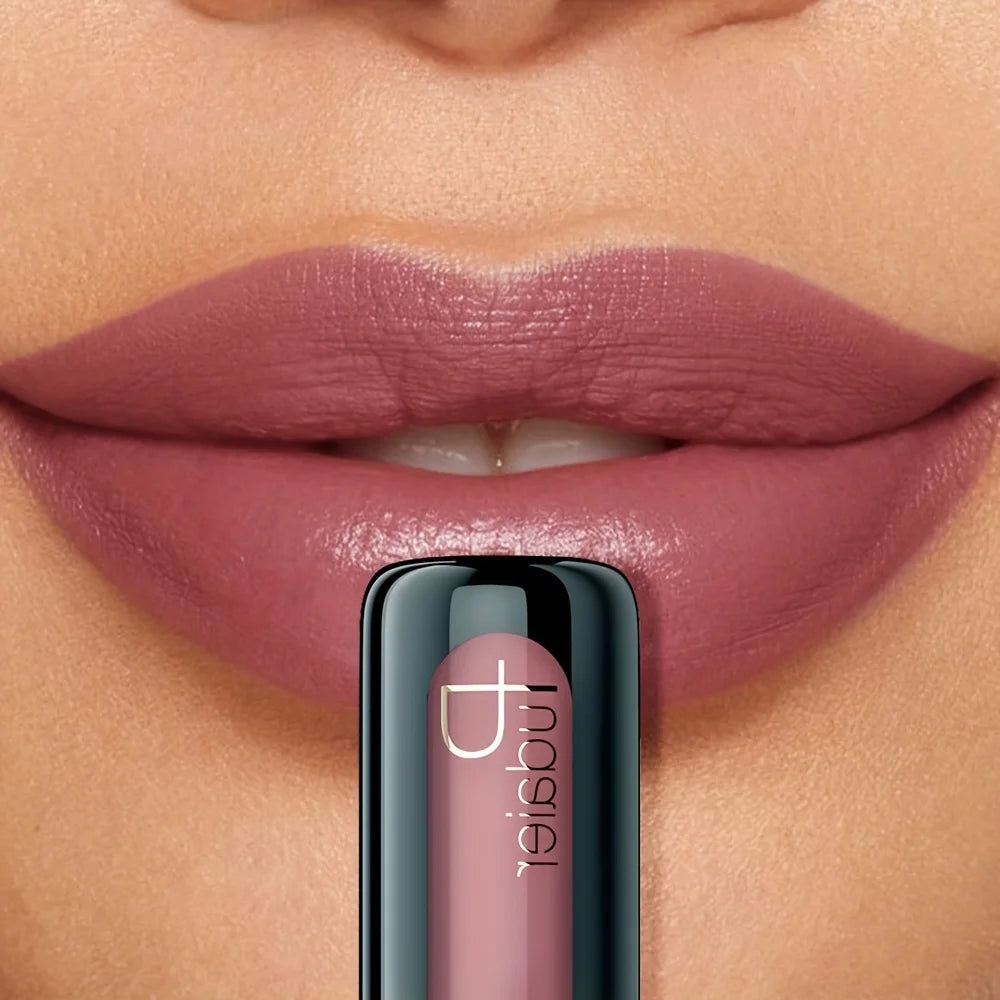 1pc Matte Velvet Lip Gloss, Highly Saturated Liquid Lip Mud, Non-Stick Long Lasting, All Skin Tones Compatible, 5 Shades Mixed P