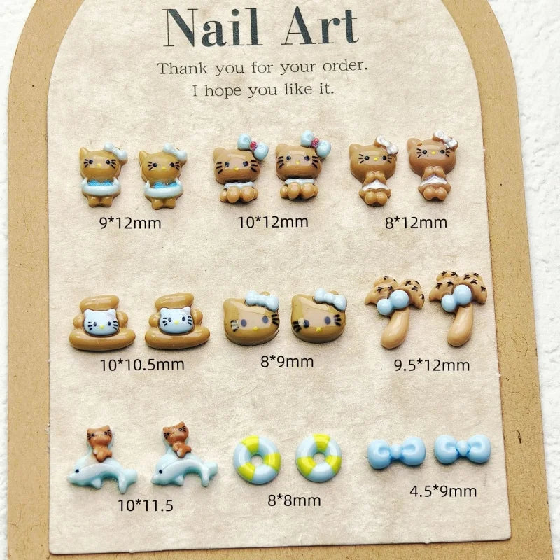 50PCS Nail Parts Charms Cute Cartoon Hello Kitty Nail Art Jewelry Decoration Phone Case Hairpin Manicure Press On Accessories