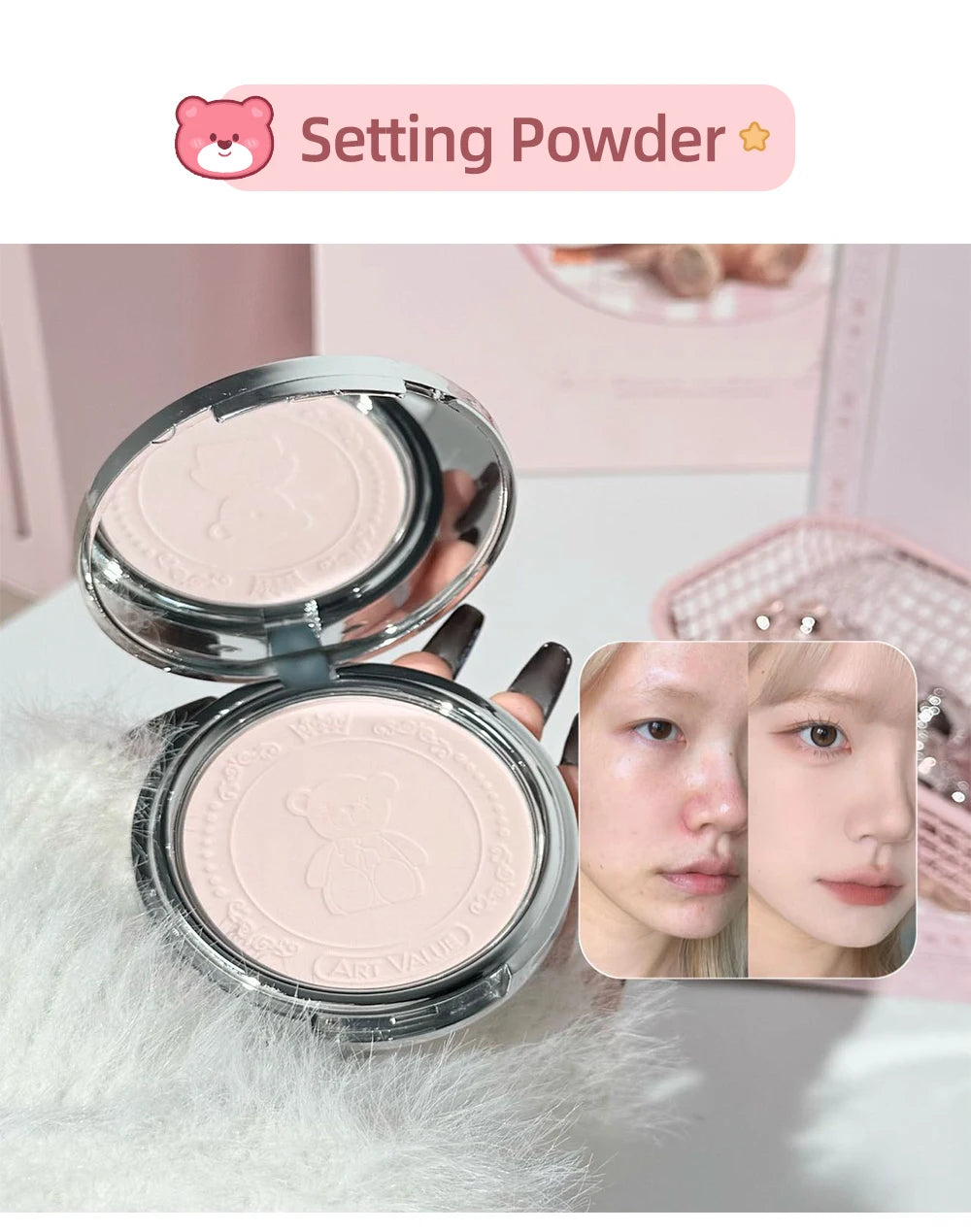 ART VALUE 7PCs Multipurpose Makeup Sets Include 3 Matte Lip Mud,1 Pressed Powder,1 Blush,1 Eyes Palette And Necklace Cosmetics