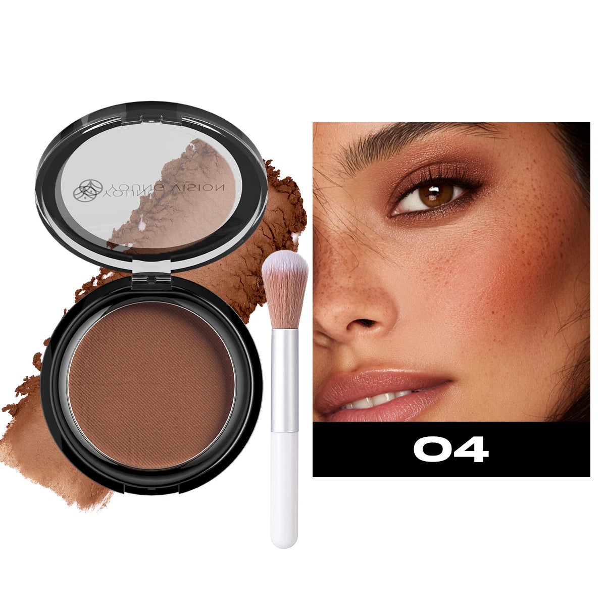 Professional matte contour powder tray creates a 3D facial contour, with long-lasting bronzing powder for setting makeup