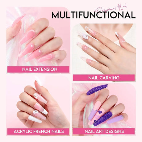 All-In-1 Acrylic Nail Kit Acrylic Nail Set Professional Colored Acrylic Nail Powder Nail Starter Kit Decoration Tools With Everything For Beginners Full Acrylic Nail Supplies Complete Acrylic Nail Kits Monomer Gel Nail Polish