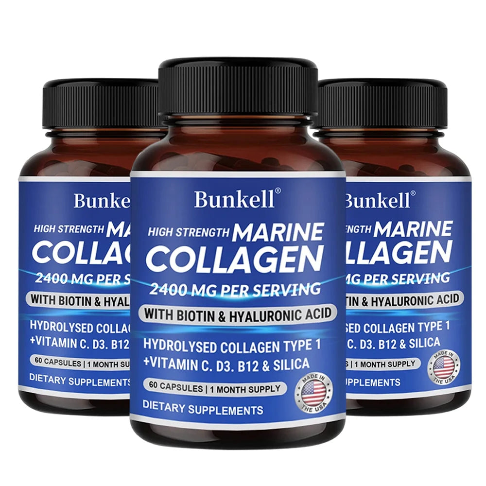 Marine Collagen 2400 Mg | Contains Hyaluronic Acid, Vitamin C and Biotin | High Strength Collagen Supplement for Men and Women