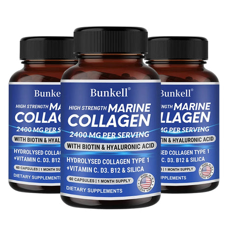 Marine Collagen 2400 Mg | Contains Hyaluronic Acid, Vitamin C and Biotin | High Strength Collagen Supplement for Men and Women