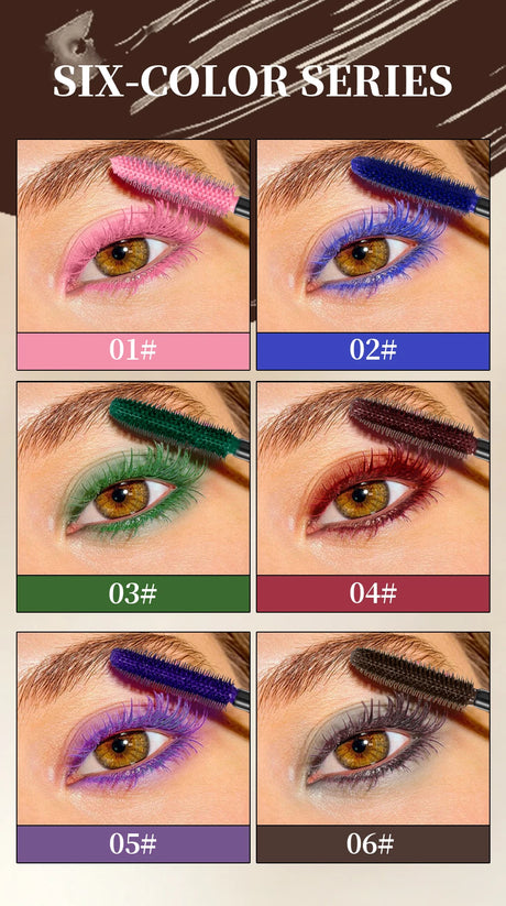 QIBEST 4D Silk Fiber Eyelash Mascara Waterproof Colorful Mascara For Eyelash Extension Thick Lift Lengthening Lasting Makeup