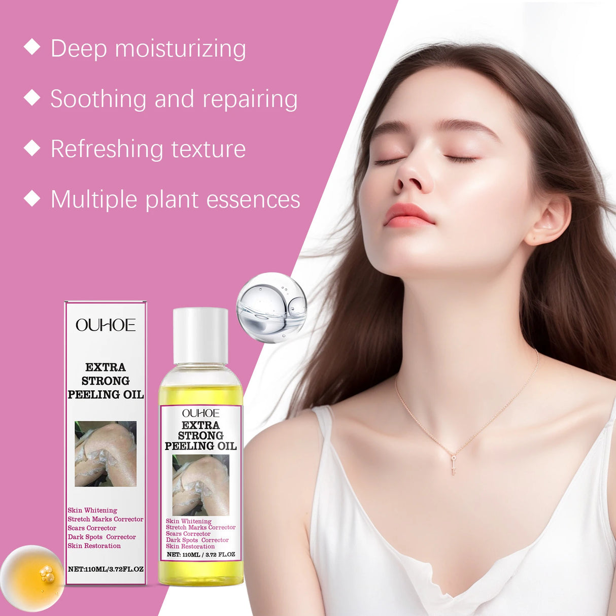 110ML Body Peeling Oil Gentle Remove Dead Skin Moisturizing Glowing Skin Tone Firming Smoothing Massage Body Exfoliating Oil