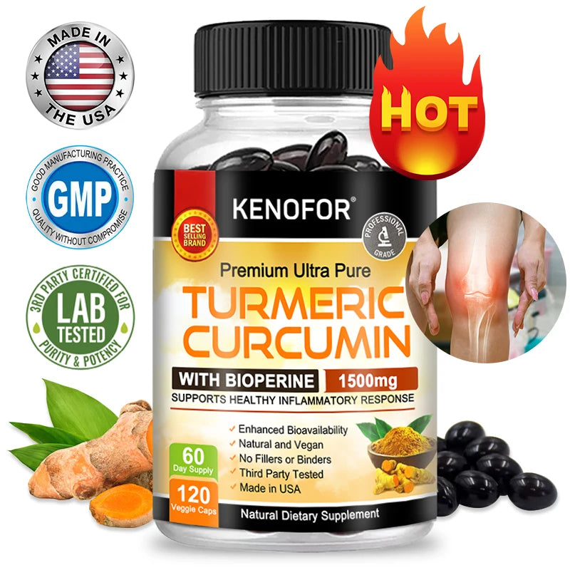 Kenofor Curcumin Antioxidant - Helps Reduce Post-exercise Inflammation and Supports Joint Health, Non-GMO, Gluten-free