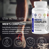 Men's 50+ Daily Super Multivitamin, High Potency Formula for Brain, Eye & Heart Health, Vitamins A C D E K B1 to B12 Gluten Free