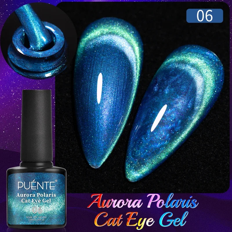 PUENTE 7.5ML Nude Shade Moonlight Cat Magnetic Gel Nail Polish Ultra-Bright Cat Eye Soak Off UV Semi-Permanent Varnish Manicure