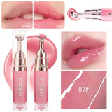 Lip Repair Plumping Lip Gloss, Metal Massage Wand Hydrating Mirror Glass Lip Oil, Waterproof Non-sticky Shiny Lip Tint