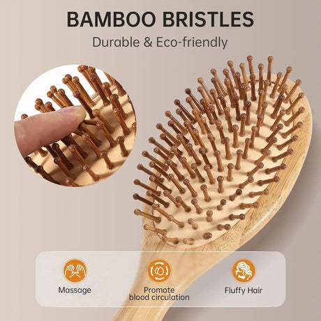 Wooden Hair Brush Improve Hair Growth Wood Hairbrush Prevent Hair Loss Comb Bamboo Comb Teeth Hairdressing Styling Hair Tools