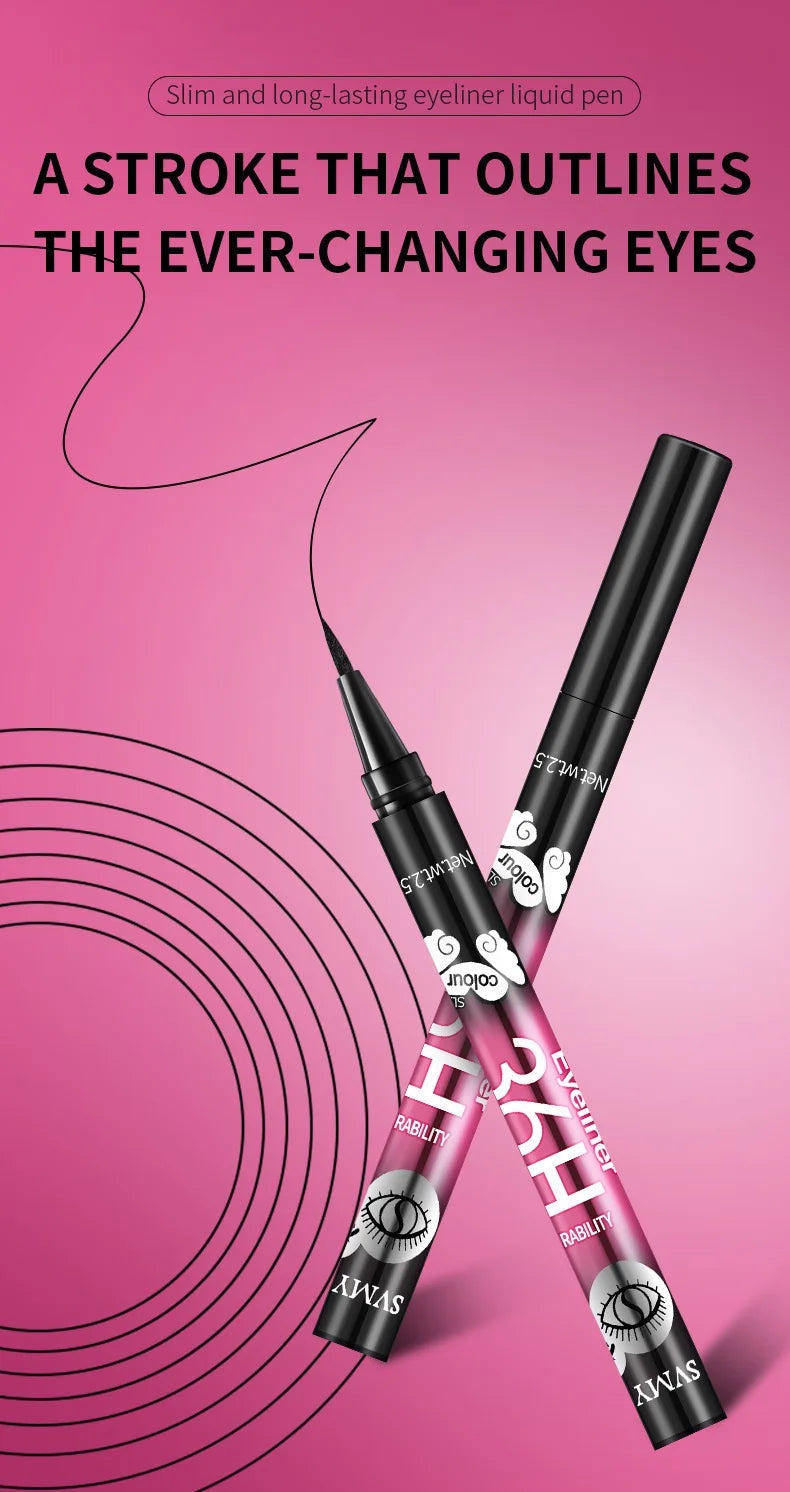 12-pack of best-selling black liquid eyeliners, long-lasting and waterproof, exquisite cosmetics.