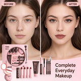 9PCS Makeup Gift Set for Women, All-in-One Lipstick Mascara Eyeliner BB Cream Powder Compact, Travel Beauty Kit for Beginners