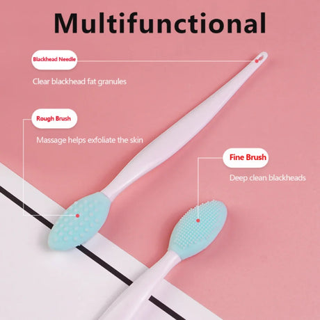 4PCS Random Silicone Face Cleansing Brush Nose Blackhead Remover Exfoliating Tool With Replacement Head