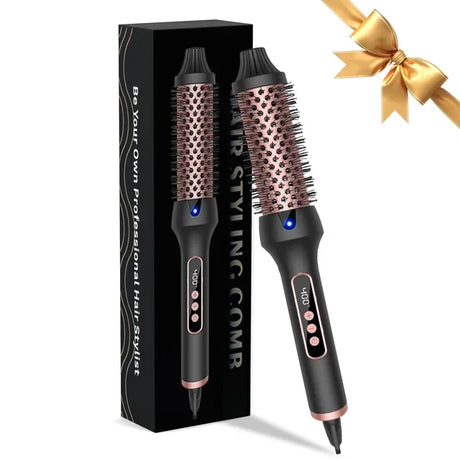 3 in1 Thermal Brush Ionic Heated Round Brush Ionic Hair Curler/Straightener with Anti-Scald Hair Curling Iron Hair Styling Tools