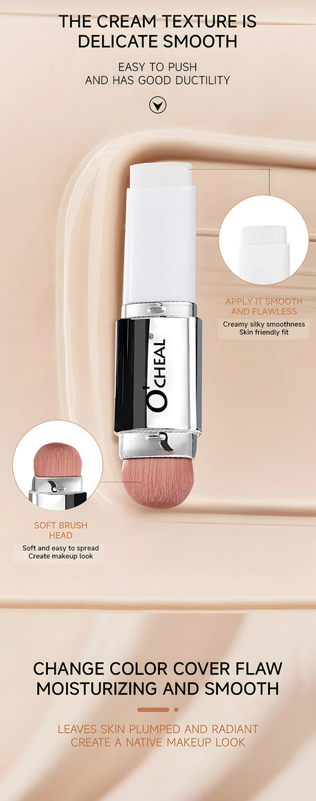 O'CHEAL Temperature Changing Foundation Stick Facial Coverage Blemishes Pores Double-Headed Face Matte Makeup Foundation Cream