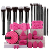 16PCS Professional Makeup Brush Set Premium Synthetic Eyeshadow Contouring Foundation Highlight Setting Powder Eyeliner Blending
