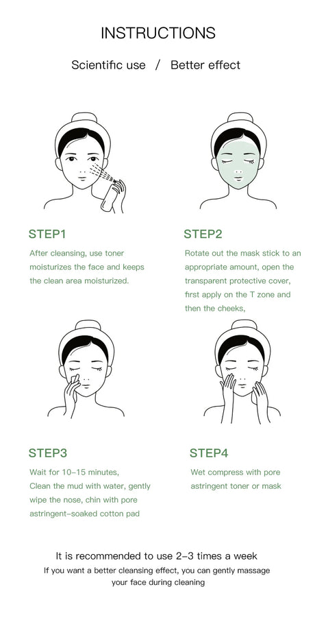 Face Clean Mask Green Tea Cleansing Stick Mask Shrink Pores Deep Blackhead Remover Facial Cleansing Moisturizing Mask 40g