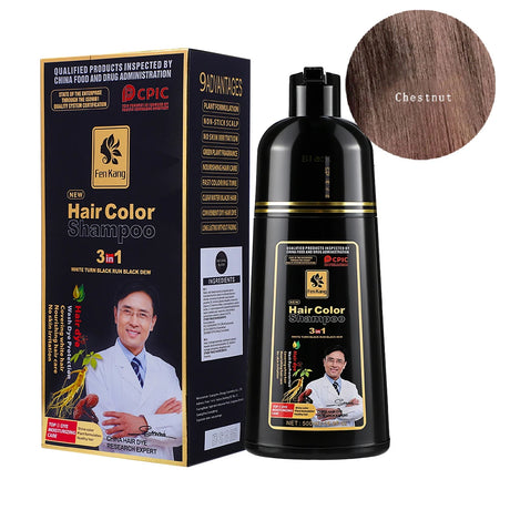 3 in 1 Black Hair Dye Shampoo for Gray Hair Home Herbal Hair Coloring Cream for Men Women Cover White Nourishing Formula 500ml