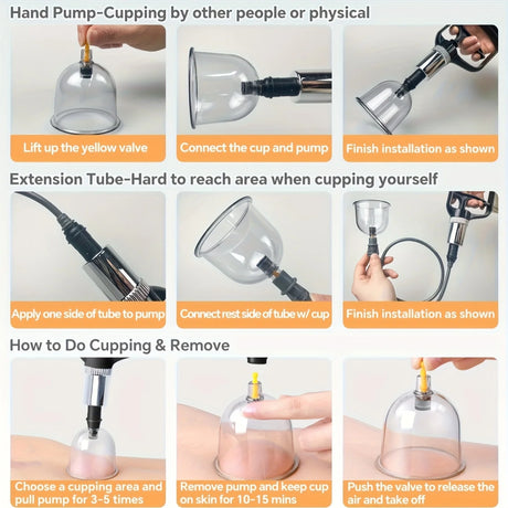 24Pcs Cupping Relax Set Multiple Sizes of Vacuum Cups with Hand Pump and Detailed Cupping Manual Massage Cupping Set for Massage