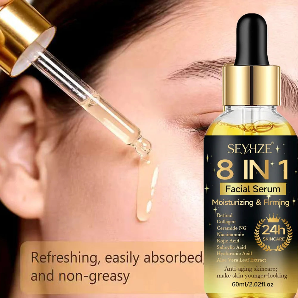SEYHZE 8in1 Hydrating Facial Serum & Tightening Cream Set 2pcs Skincare Kit with Niacinamide Collagen Ceramides Aloe + Snow Aloe