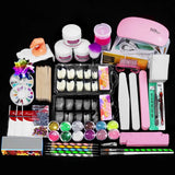 Nail Acrylic Kit 12 Color Glitter Acrylic Powder 3D Nail Art Engraving Extended Mold Crystal Powder Nail Art Tool Kit