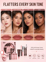 9PCS Makeup Gift Set for Women, All-in-One Lipstick Mascara Eyeliner BB Cream Powder Compact, Travel Beauty Kit for Beginners