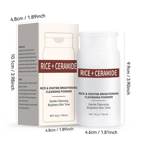 Rice Enzyme Brightening Cleansing Powder, Exfoliating Powder to Foam Cleanser, Smooth Texture,Hydrating & Gentle Skin Care 50g