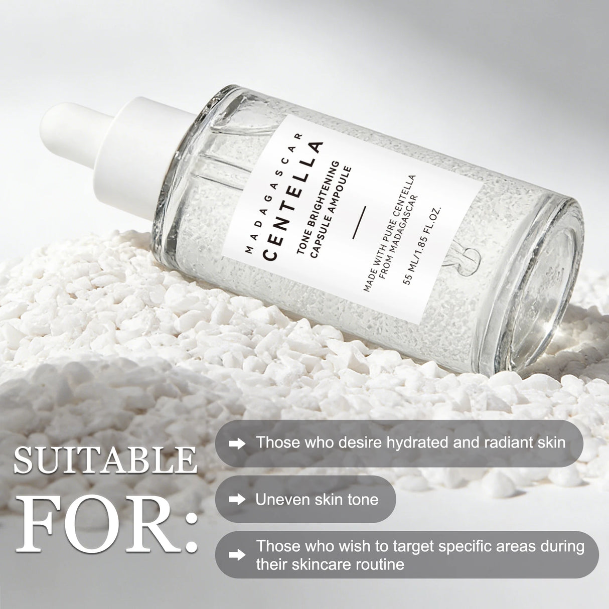 Skin Tone Perfector Brightening Ampoule 55ml - Centella & Niacinamide Serum Hydrates, Soothes & Enhances Radiance.