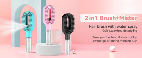 Hairbrush Sprayer Brush 2 in 1 Multi-functional Spray Bottle Comb with Water Spray Detangling Styling Salon Fluffy Modeling Comb