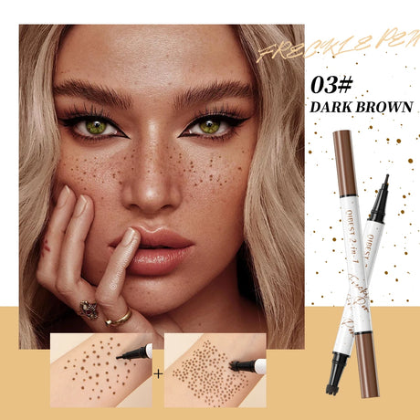 QIBEST Double-end Freckles Stamp Pen Makeup 2-IN-1 Freckle Seal Waterproof Face Concealer Contour Natural Brown Freckle Cosmetic